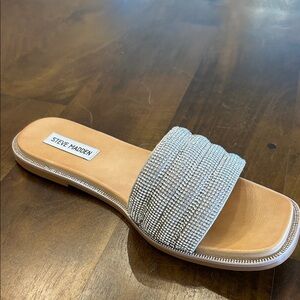 Steve Madden Sparkling Silver Slide Sandals